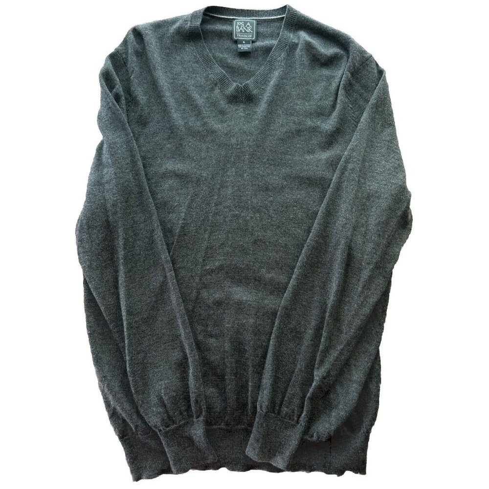 Jos A Bank Traveler Men’s XL Gray‎ 100% Merino Wool V-Neck Pullover Sweater